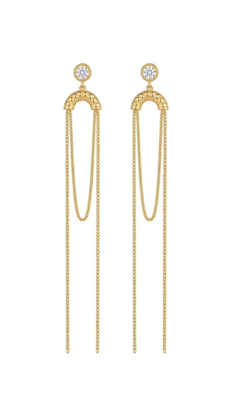 Ohrringe long feather 24 Karat vergoldet