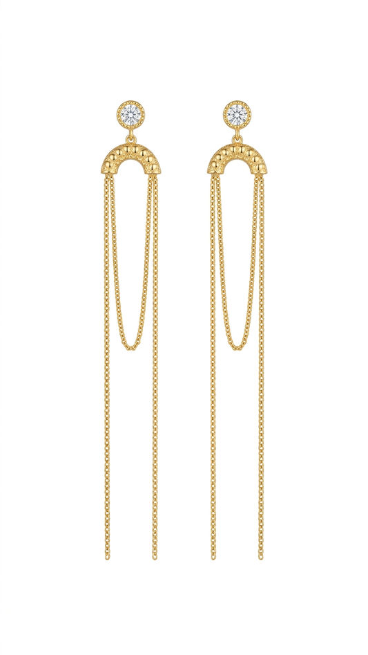 Ohrringe long feather 24 Karat vergoldet