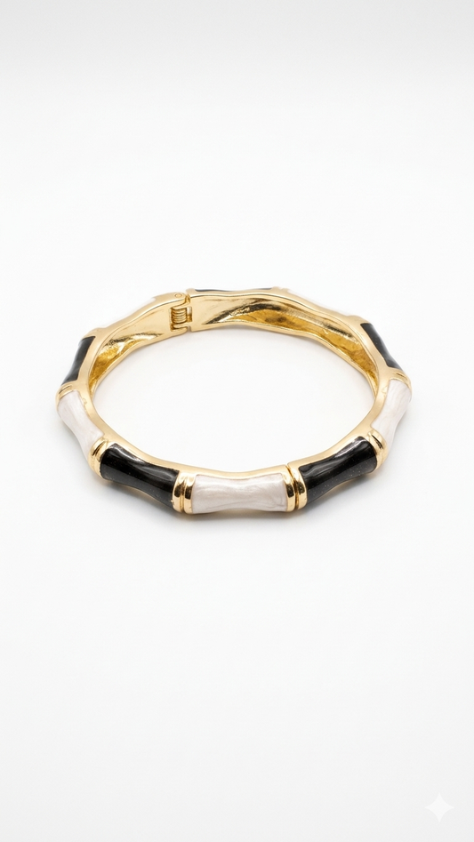 Armreif Black and White 18 Karat vergoldet