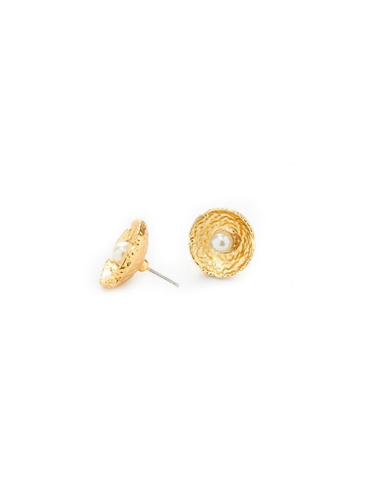 Ohrstecker Seashell 18K Matt Gold vergoldet mit Perlen