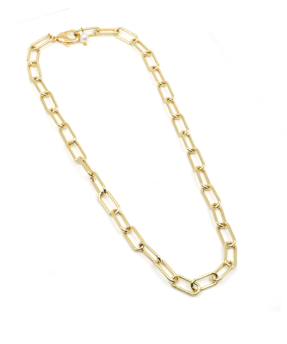 Halskette Choker Neyla mit Perle 24K Matt Gold vergoldet