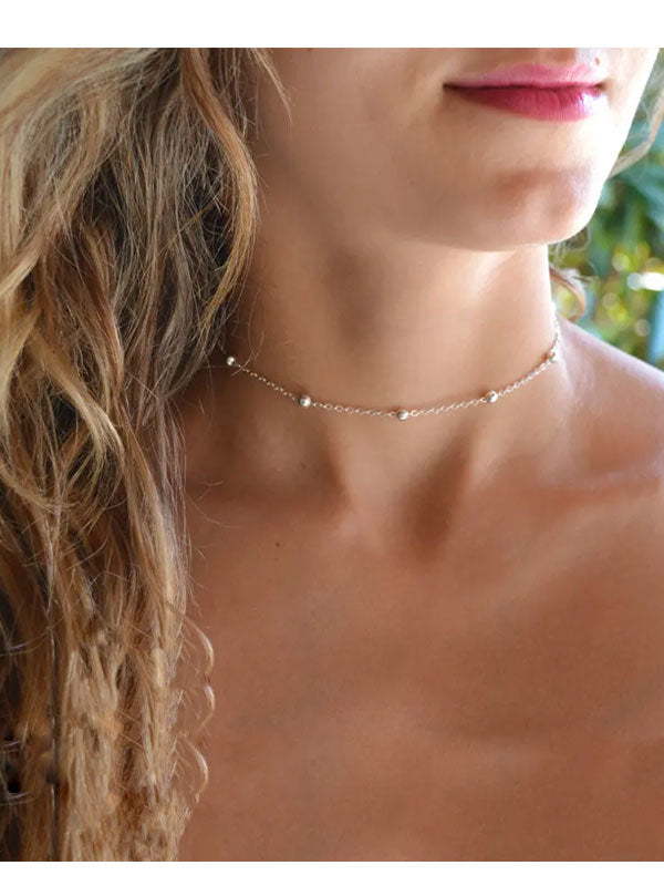 Silber Beat Choker -Edelstahl